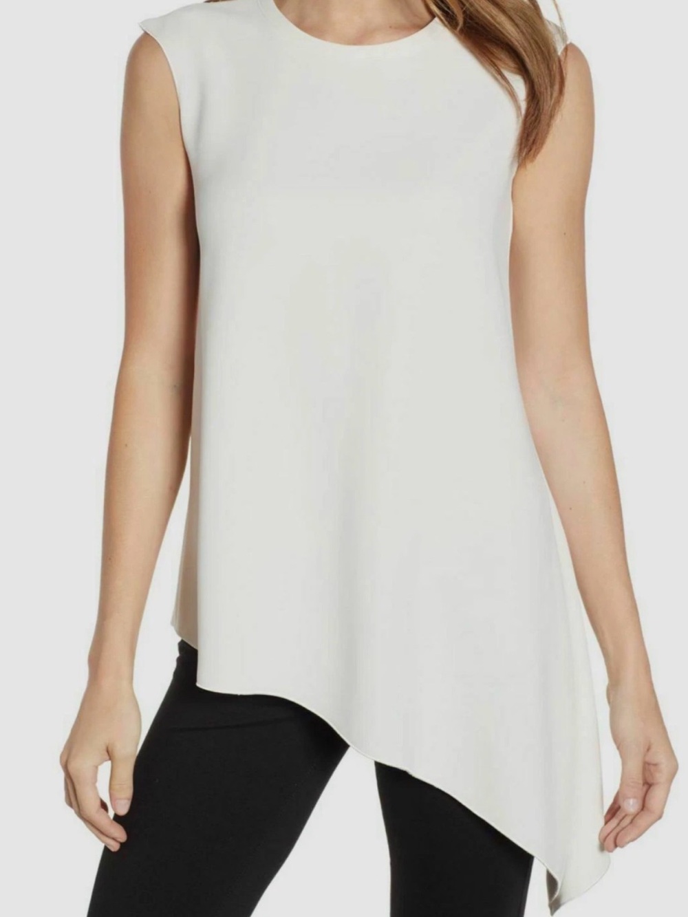 NWT Anne Klein Asymmetrical Stretch Split Hem Tunic Top Blouse Sz 12